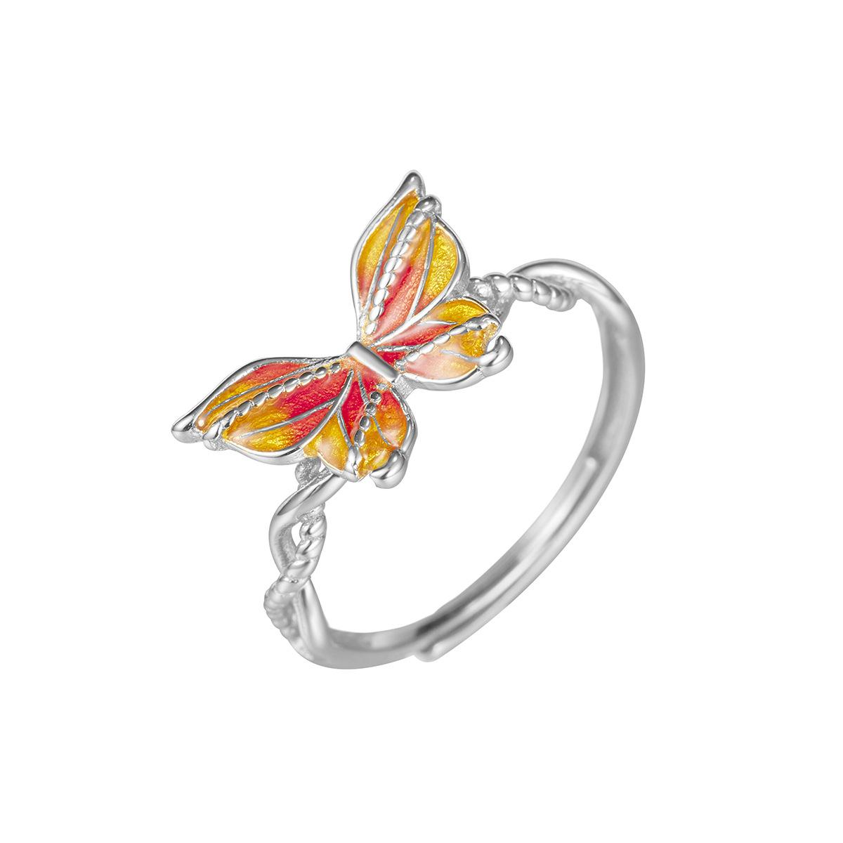 

Кольцо S925 из серебра с синей бабочкой, женское, эпоксидное, в стиле ретро, легкое, роскошное, нишевое, ювелирное, модное adjustable opening