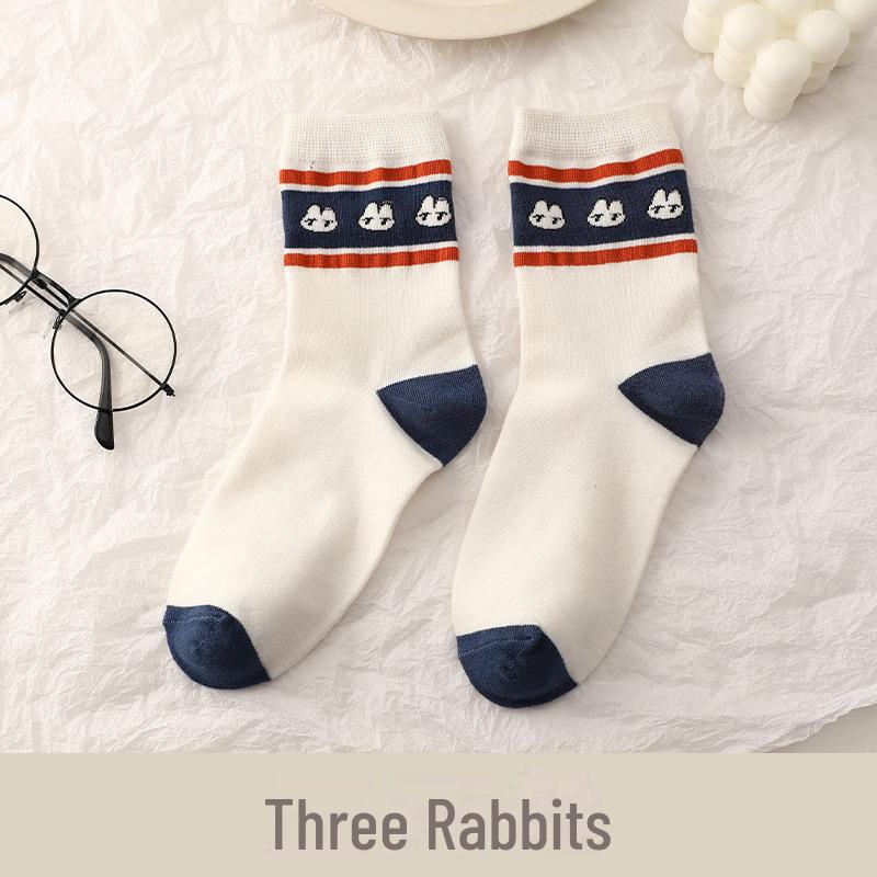 Women's Mid-Tube Socks - Autumn/Winter Japanese Korean Style, Trendy Soft Cotton, Deodorant, Personality Design.