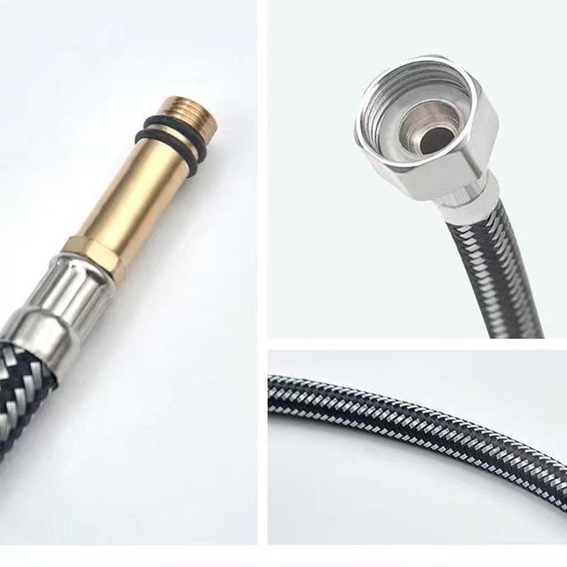 304 Stainless Steel Braided Metal Hose - Pointed End Kitchen Sink Faucet Inlet Pipe for Cold/Hot Water