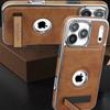 Retro PU Leather Phone Case For iPhone 17 Air 16 Pro Max 15 14 Plus 13  12 11 Logo Visible Design With Stand Holder Back Cover