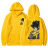 Sudadera con capucha unisex color beige Izuku Midoriya Estampado a doble cara Sudadera con capucha Personaje de anime My Hero Academia Gráfico Streetwear Jersey