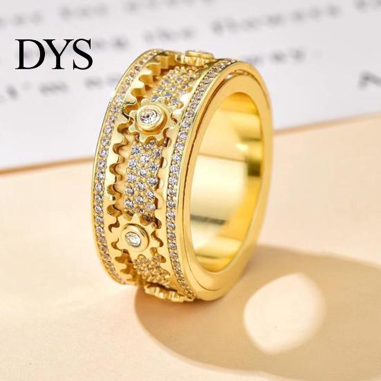 Portable Stress Relief Tool Finger Band Adjustable Anti-Anxiety Fidget Ring Stainless Steel Everyday Wear Reducer Cubic Zirconia Inlaid Rotating