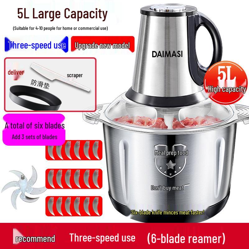 Premium Electric Meat Grinder & Multifunctional Food Processor for Chopping, Blending, and Garlic Paste Making