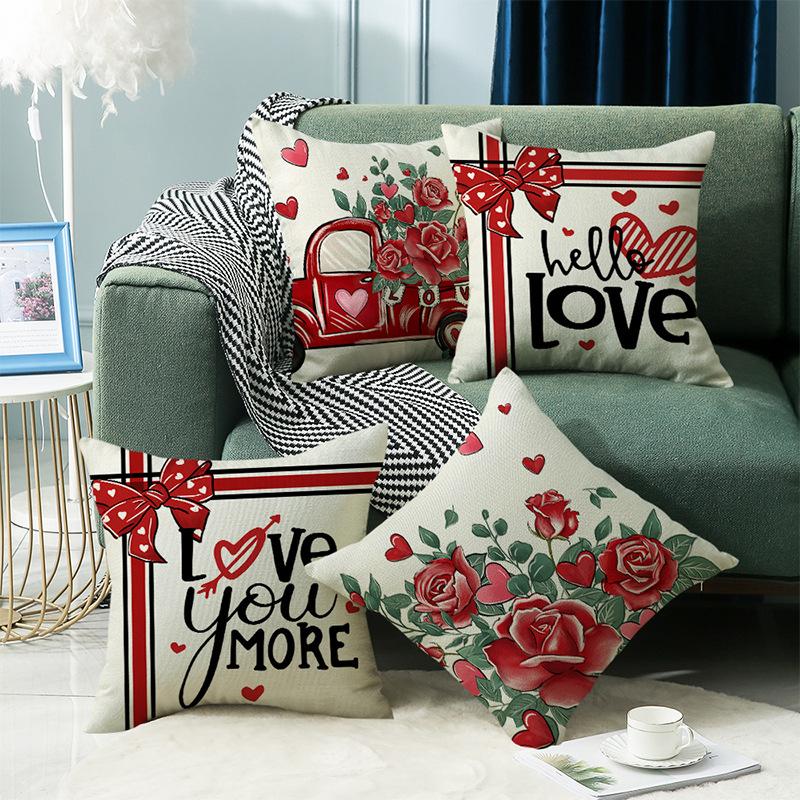 Kissenbezug Valentinstag Kreativ Romantisch Date Druck Liebe Pflanze Blume Party Zuhause Sofa Kissen