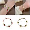 Simple Pastoral Style Elastic Bracelet Colorful Imitation Pearls and Sparkling Crystals Handchain Accessory for Women