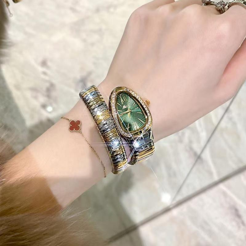 New Women's Snake-Shape Bracelet Watch Luxury Fashion Ladies' Wristwatch Elegant Designer Timepiece for Women