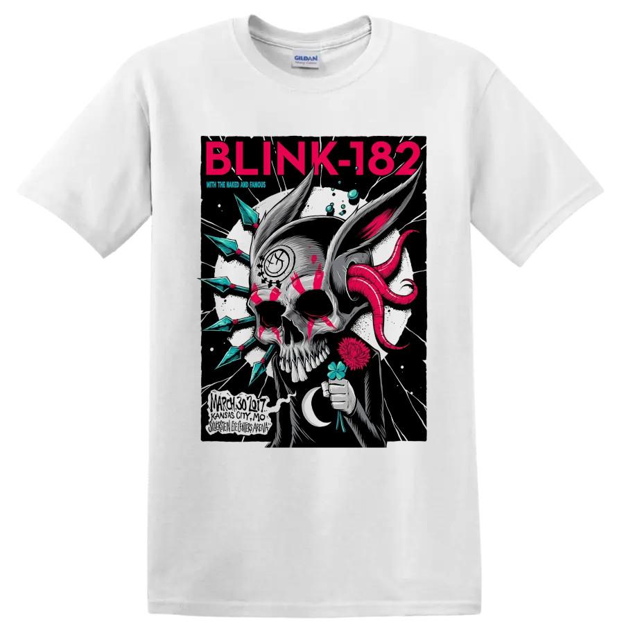 Blink 182 Punk Rock Skull T Shirt Alternative Music Graphic Tee Gift for Fans