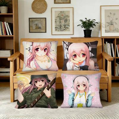 Idol SSuper Sonico Pillow Case Fashion Square Pillowcase Bedroom Sofa Room Ins Decoration Leisure