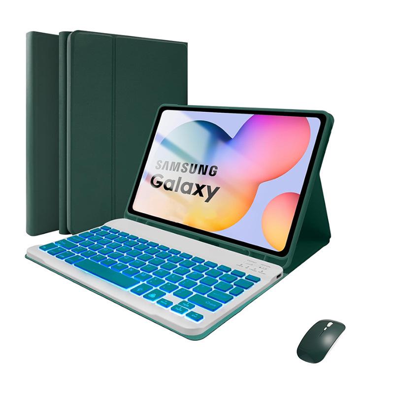 Compatible 2025 Samsung S11 Seven-Color Luminous Bluetooth Keyboard Case for Galaxy SM-X736 Silicone Tablet