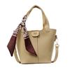 Bucket bag, women's soft leather handbag, summer new niche casual fashion shoulder messenger bag
