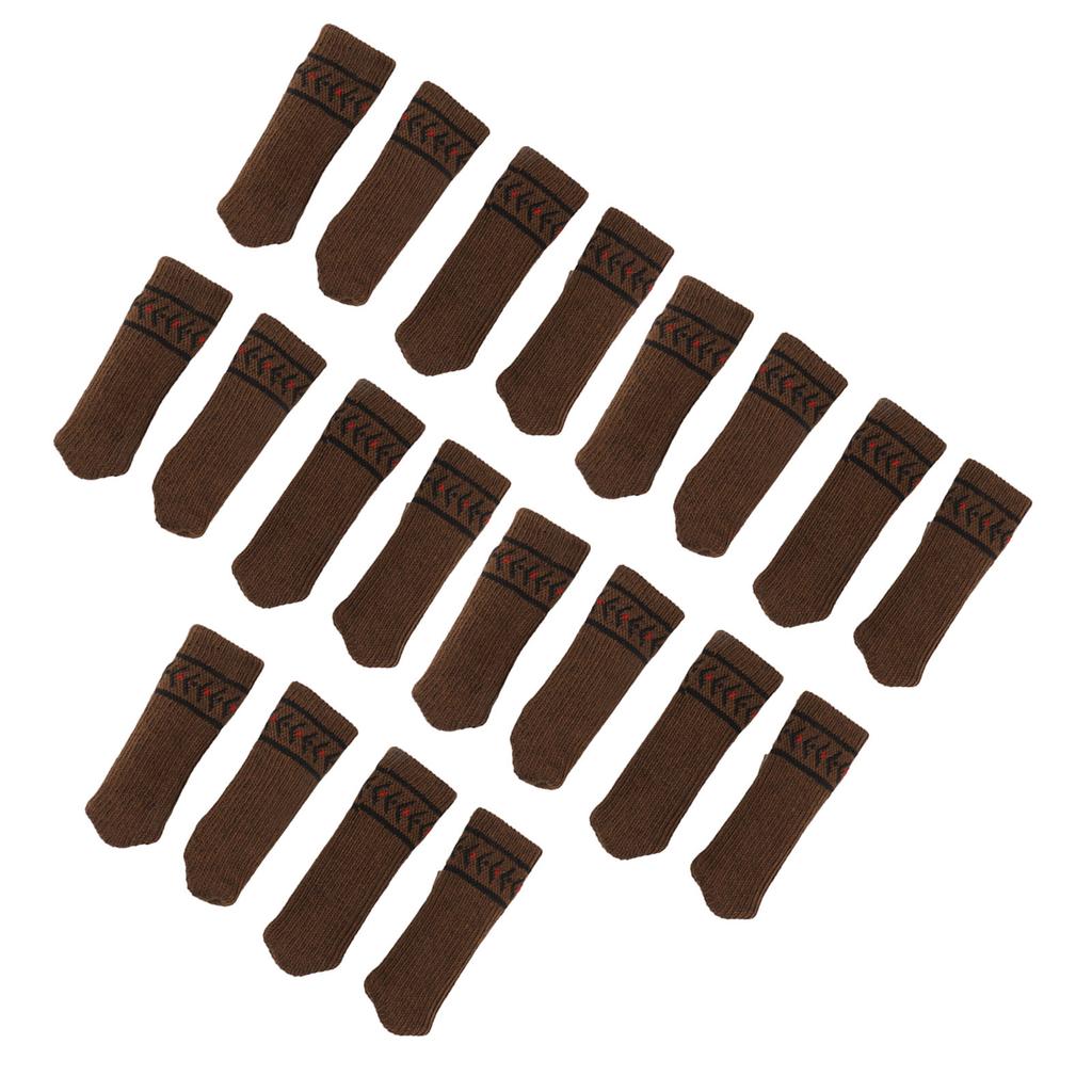 20Pcs Chair Leg Protector Table Furniture Cap Covers Prevent Scratches Noise Free Thickened Knitted Floor Pad Set Brown