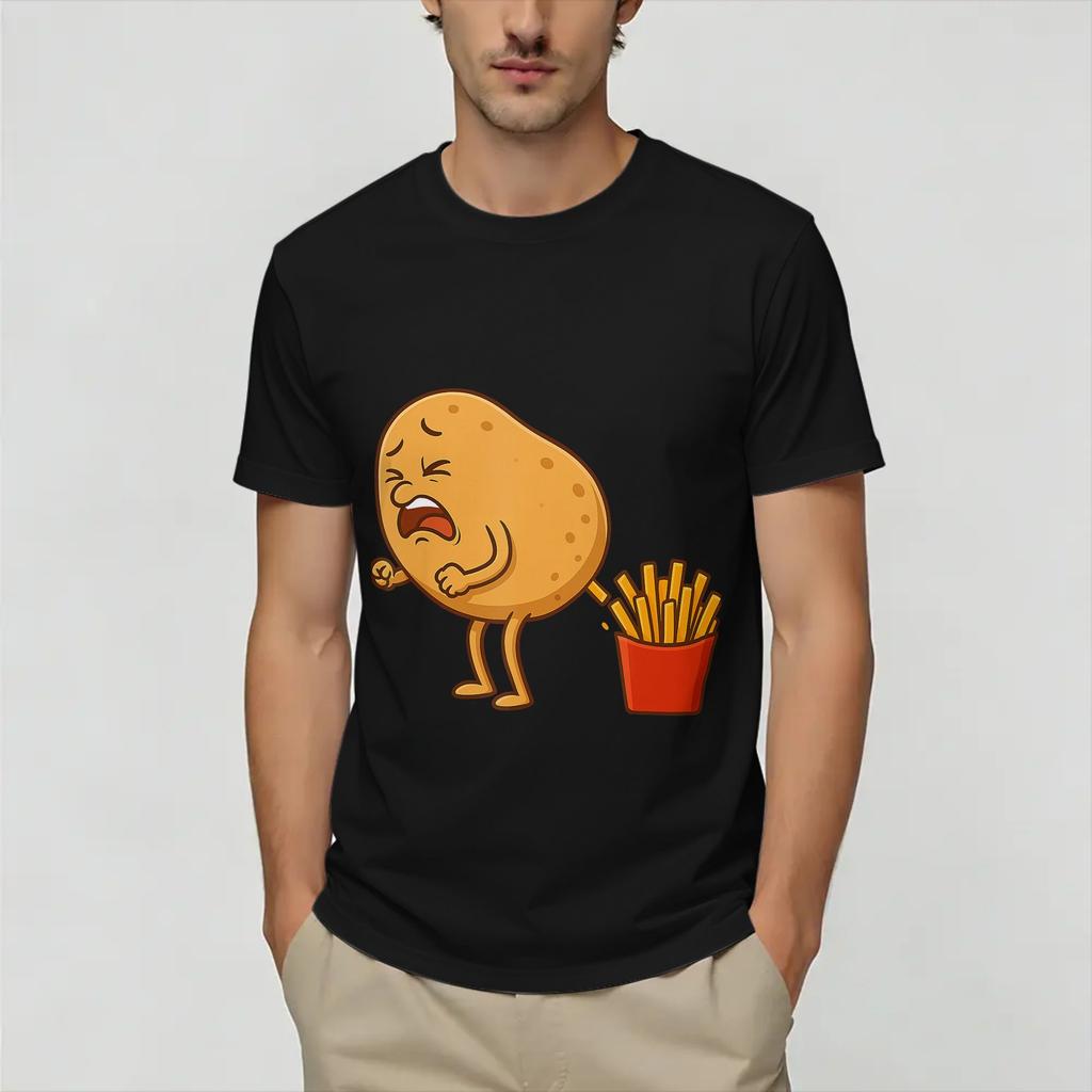 Funny Potato Farting Frenc TShirts Unisex Vintage Pure Cotton Tee Shirt O Neck Short Sleeve T Shirt Graphic Tops