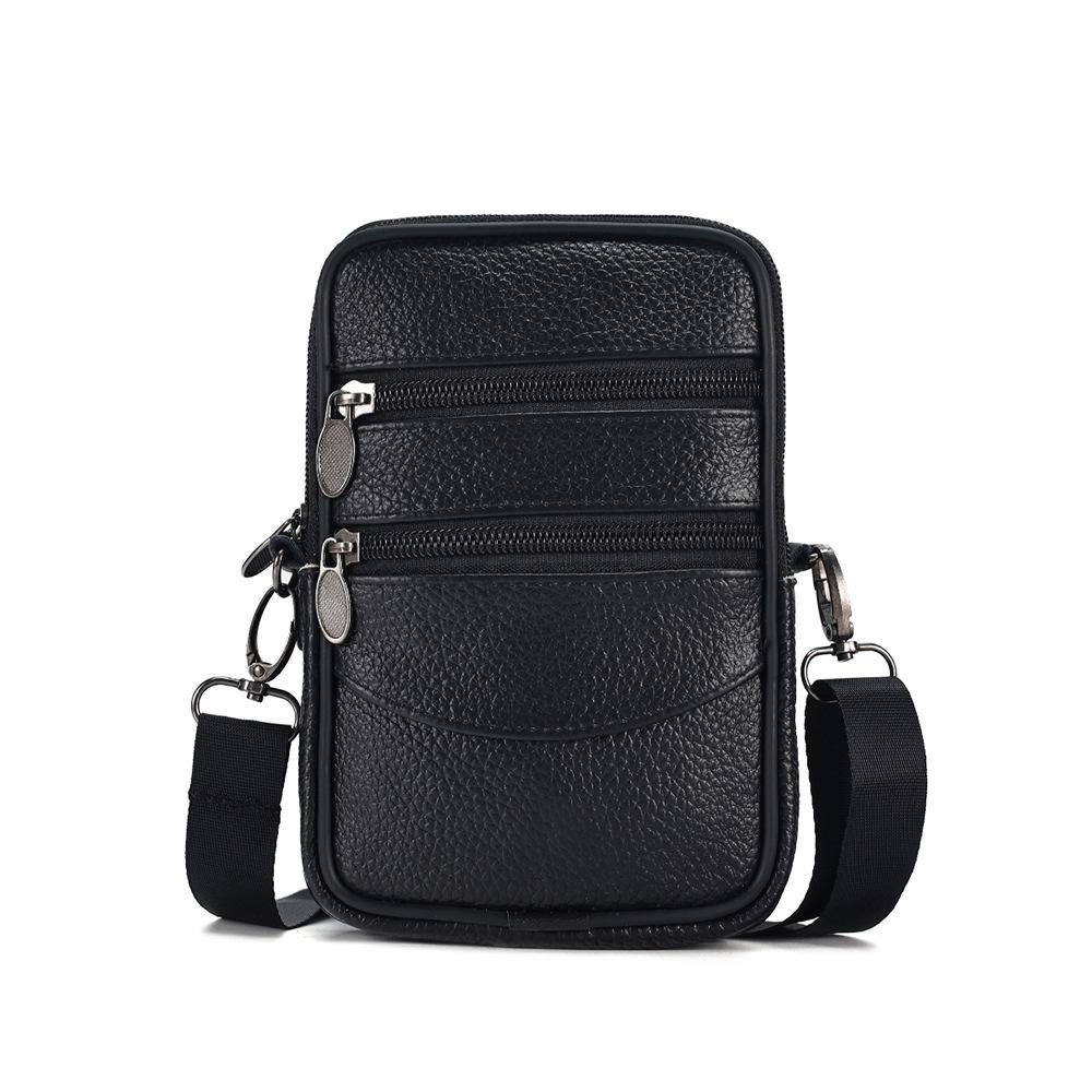 Men's Genuine Leather Crossbody & Waist Bag - Retro Vertical Minimalist Style