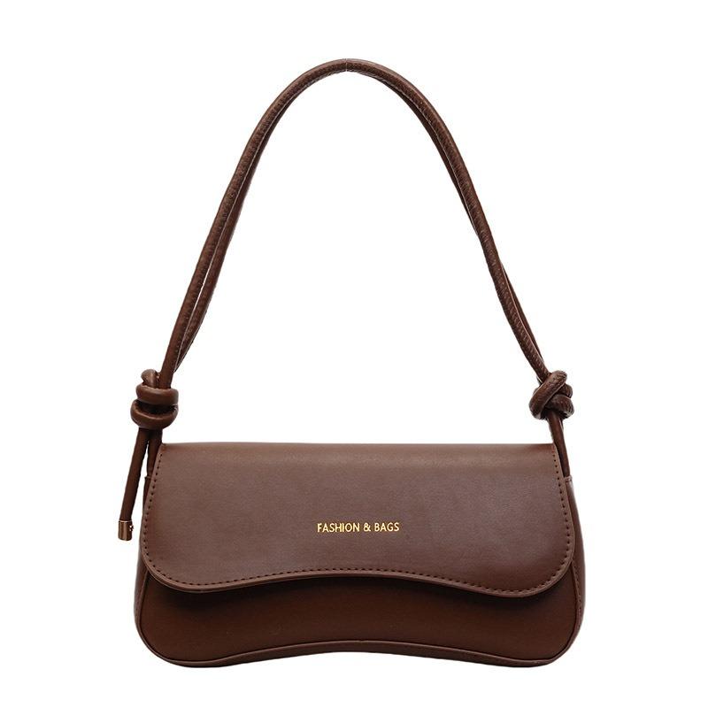 Solid color bag women's new niche design trendy brand baguette bag retro shoulder underarm bag simple small square bag