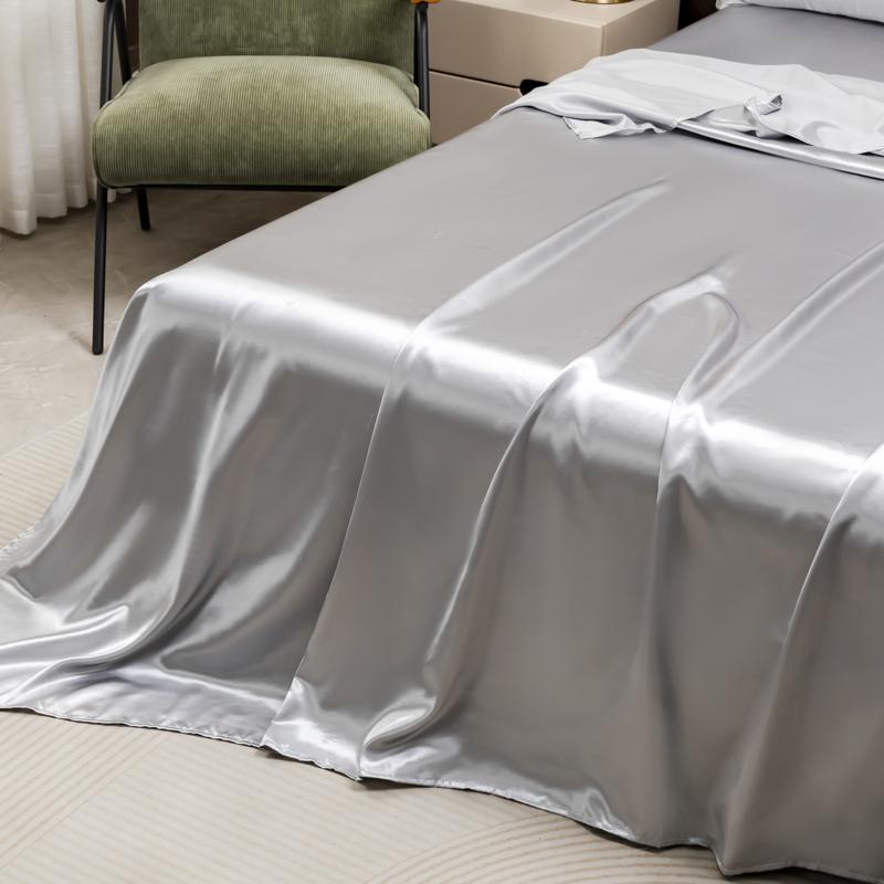 Pure Color Satin Feel Flat Bed Sheet Soft Skin-friendly High-end 4 Seasons Universal 230x230cm Sheet Bed Cover No Pillowcases