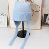 Cute cat ear knitted ear protection hat women's autumn and winter lace-up wool hat soft waxy warm cold hat versatile headhat