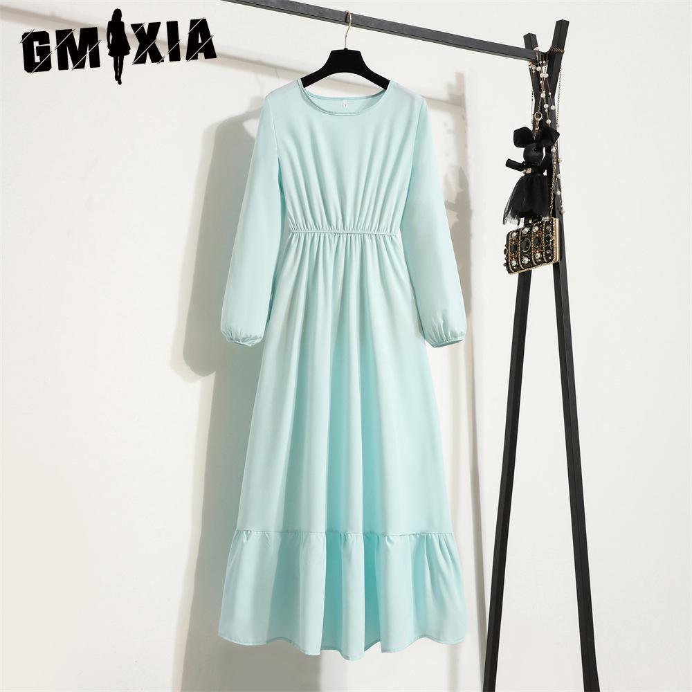 

GMXIA 25 цветов, весенние женские макси-платья, повседневные, с длинным рукавом, с цветочным принтом, с круглым вырезом, длинное женское платье, бохо, пляжная вечеринка, женские платья, мусульманское платье XL