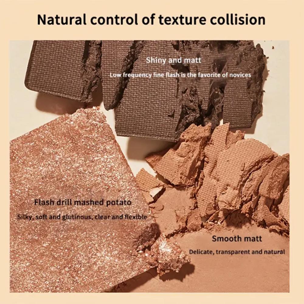 Nine-Color Waterproof Matte & Glitter Eyeshadow Palette - Long-lasting, Sweat-proof, and Brightening.