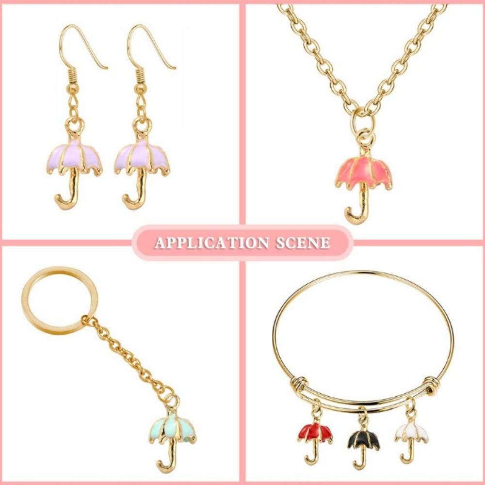 30pcs 6 Colors 3D Umbrella Charms 30pcs Enamel Charms Crafts Bulk Hanging Charms  Crafts Making
