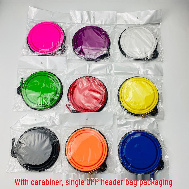 

Портативная силиконовая складная миска для медленного кормления для собак и кошек 350ml with Carabiner белый