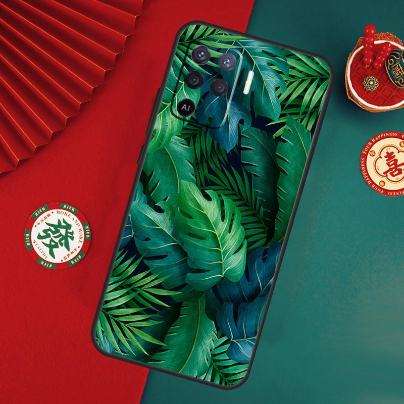Tropical Leaf Pattern Case For Oppo A78 A98 A58 A38 A18 A54 A74 A94 A80 A60 A40 A96 A76 A16 A15 A17 A57 A5 A6 Pro