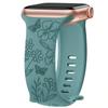 Bracelet for Apple Watch Series Ultra 1/2/3, 11 10 9 8 SE 7 6 5 4 3 2 1 42mm-44mm-45mm-46mm-49mm Silicone Butterfly Flower Green