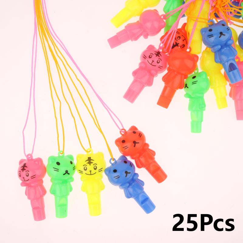 

25Pcs Random Style Cute Animal Cat Plastic Whistle Referee Sport Cheerleading Toys And Kids Children Birthday Party Favors Gifts ONE SIZE