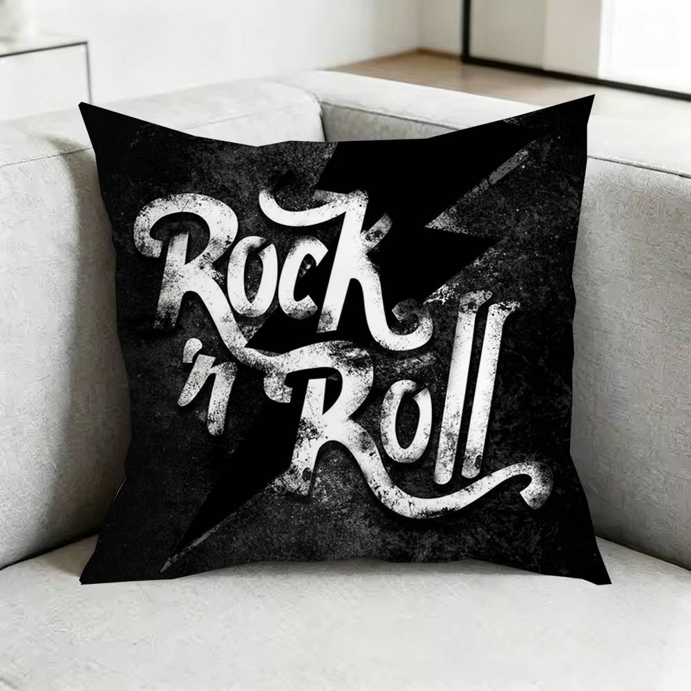 Logo Creative Punk Rock Style Square DoubleSided printed Pillow Case Bedroom Bedside Pillow Sofa Cushion Cover Gift