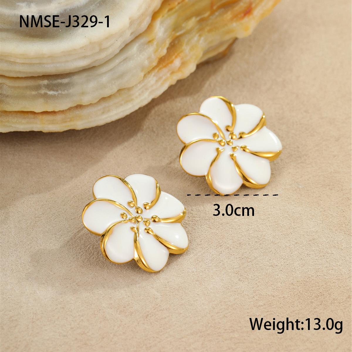 GEMCHIC Women s Floral Enamel Stud Earrings Stainless Steel Flower Jewelry for Summer Fashion