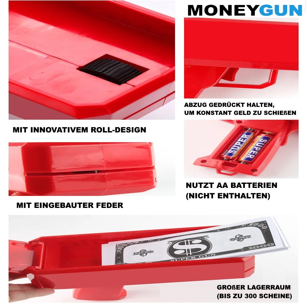 MONEYGUN Toy Money Gun Party Revolver Banknotes Cash Gun M. Fake Dollars