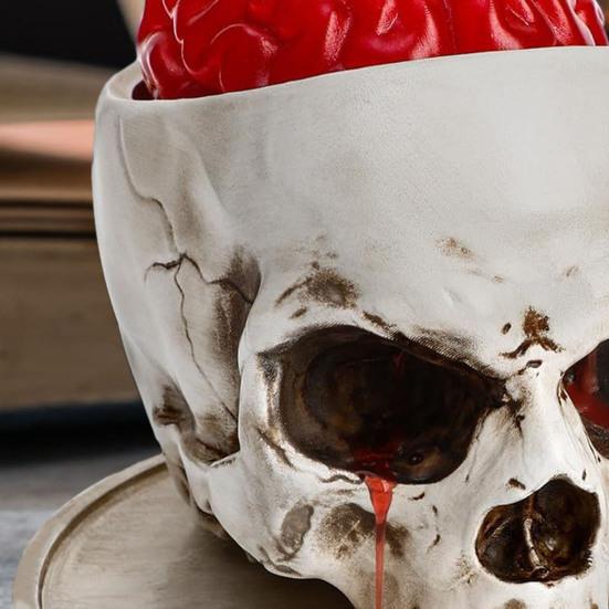 Halloween Tearful Skull Candle Holder Gothic Weeping Skull Resin Figurine Tealight Pillar