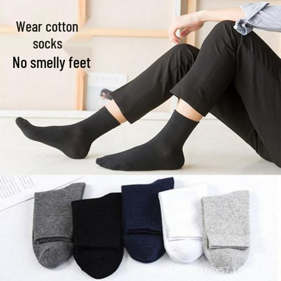 Men's Seasonal Cotton Low-Cut & Mid-High Sports Socks: Thick, Odor-Resistant, Sweat-Absorbing. Perfect for Autumn, Winter, and Summer.