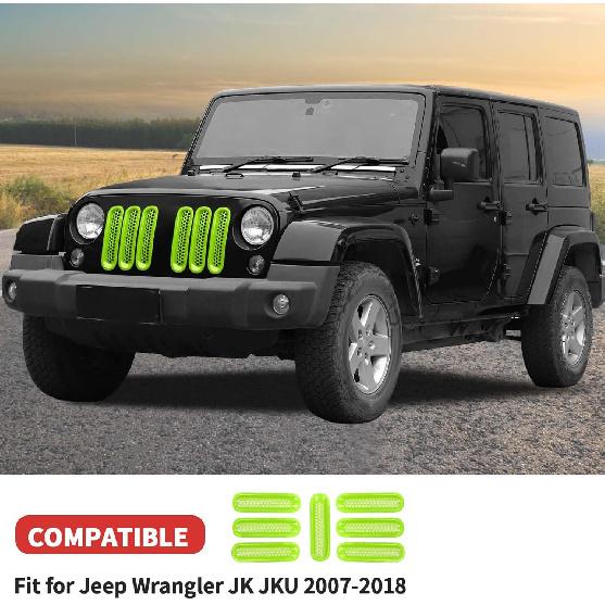 Mesh Grill Ert Grille Erts Cover Fit For 2007-2018 Jeep Wrangler JK JKU(Green)