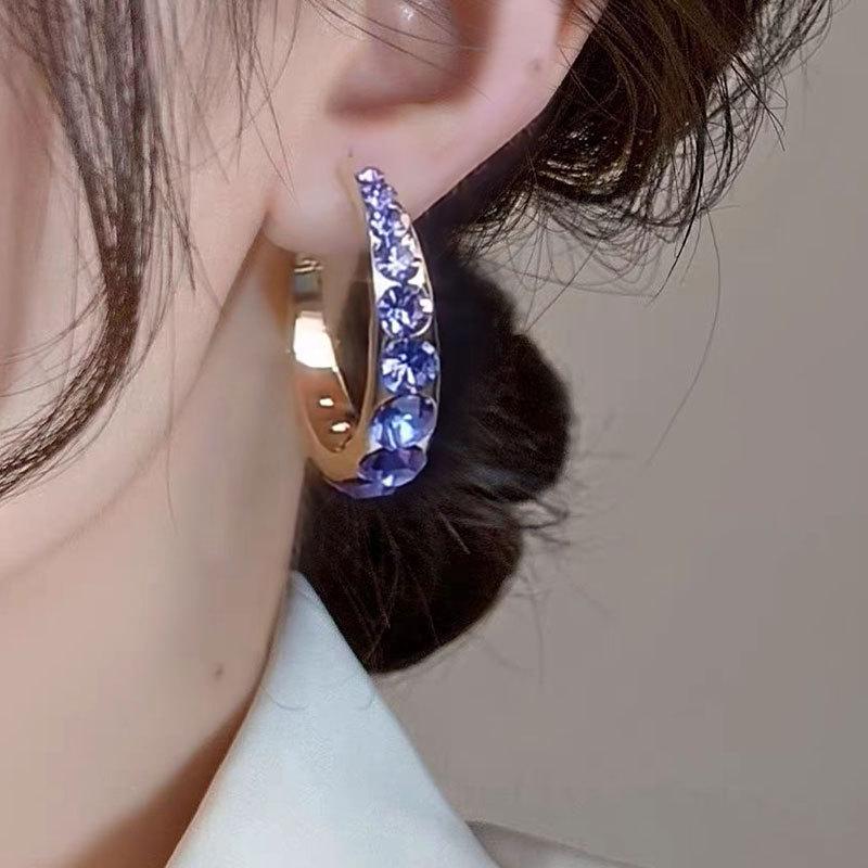 Luxury Large Exaggerated Diamond Hoop Earrings for Women - Cold Style Fashion Jewelry