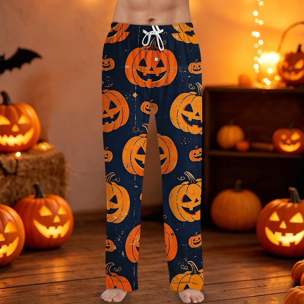 Men's Halloween Print Drawstring Lounge Pants Casual Sleepwear Soft Comfortable Fit Relaxed Style