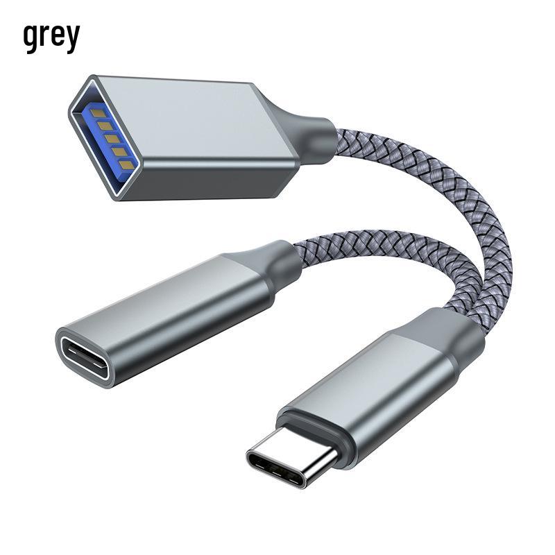 

2-in-1 USB-C OTG Adapter with Power Delivery and Dual Type-C Female Ports