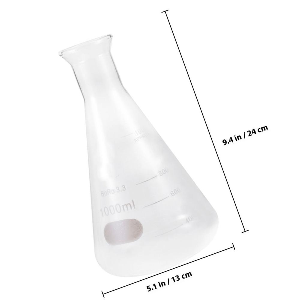 1Pcs Eco-Friendly Glass Flask Conical Wide Mouth 1000ml for Chemistry Lab Students Smooth No Bubbles Glass Flask