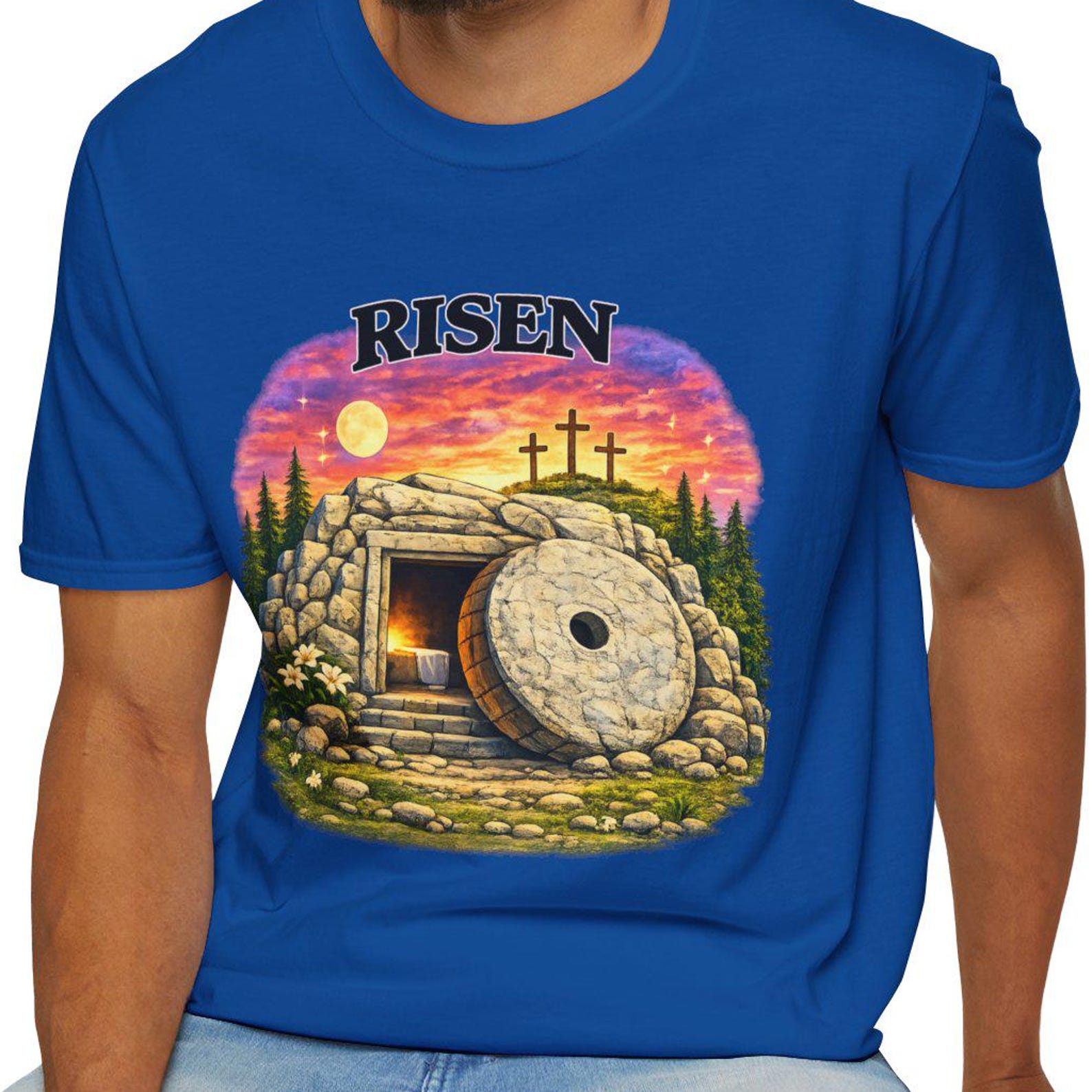 Risen Empty Tomb T-Shirt | Easter Resurrection Christian Tee L