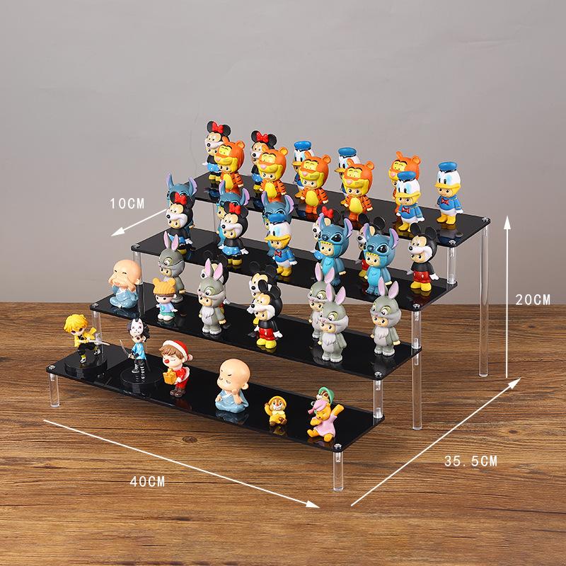 Black Handmade Toy Display Rack 1/2/3/4/5 Layer Ladder Shelf for Building Block Model Doll Office Cosmetics Storage