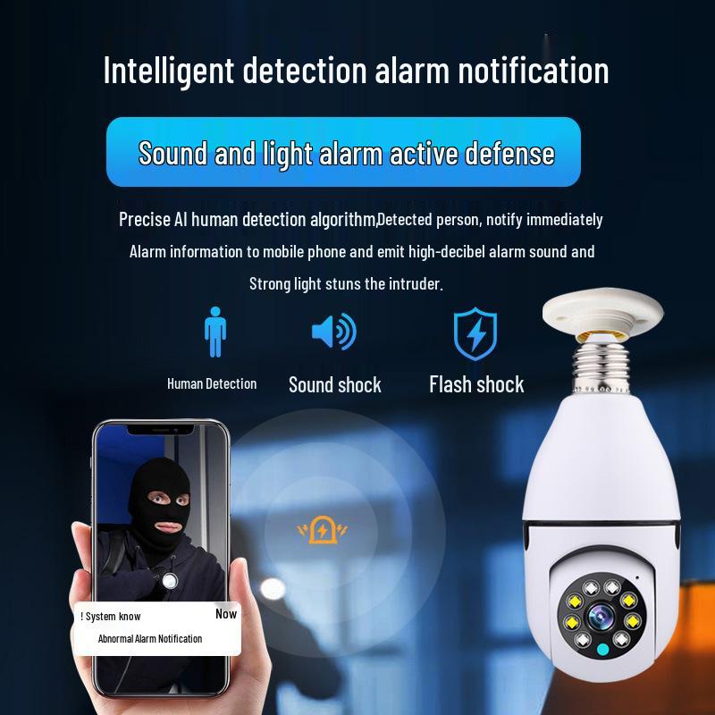E27 Light Bulb Surveillance Camera: 360° HD WiFi, Night Vision, 5G