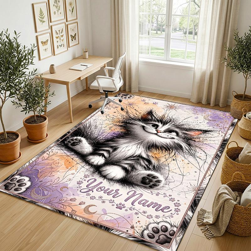 Jungle Safari Theme Soft Crystal Velvet Rug Custom Name & Text Print Non Slip Floor Rug for Bedroom Living Room