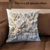 2D Floral 3D-Embossed Pattern Throw Pillow Covers Pattern Cushion Cover Suitable For Sofa Bedroom Car Pillow Cover