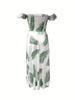 2024 European & American Summer Slim-Fit Strapless Bohemian Mid-Length Vintage Print Dress Set