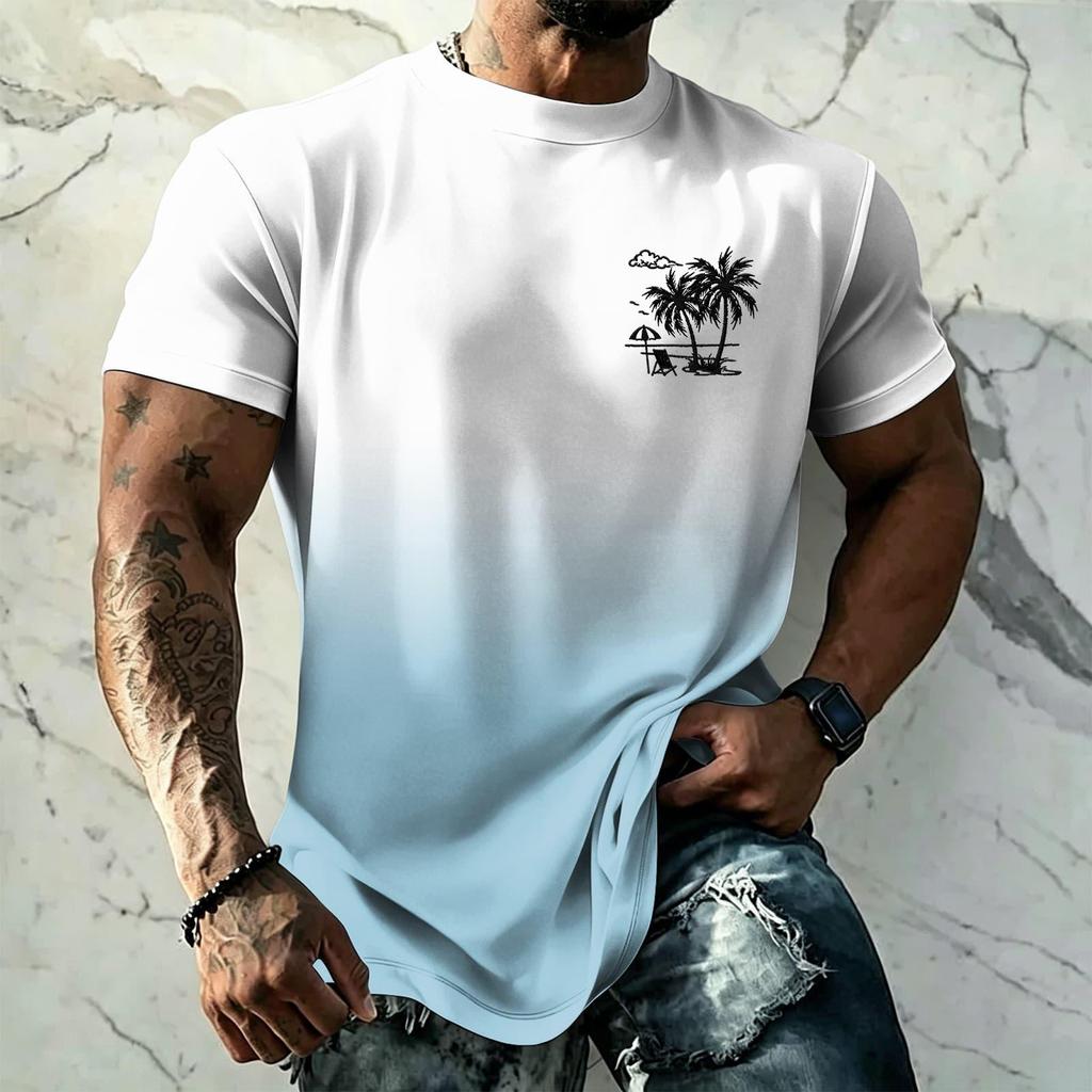 Men's Basic Hawaiian Style Short Sleeve T Shirt UPF50 Plus Sun Protection Breathable Loose Fit Summer Outdoor Casual Top