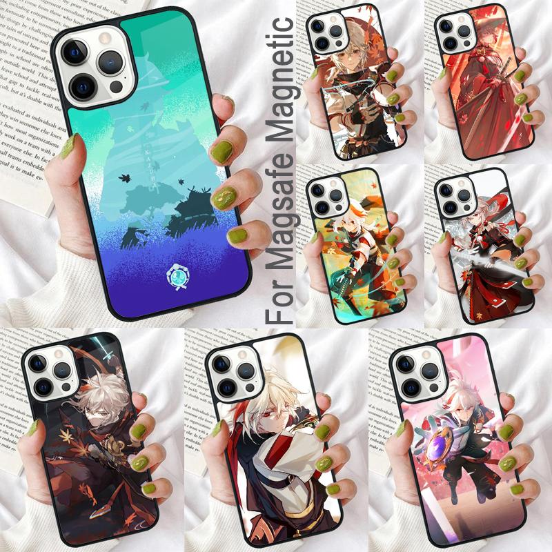 Kaedehara Kazuha Genshin Impact Soft Phone Case for iPhone 17 Air 16e Pro max 15 Pro 13 14 Plus 11 12 MagSafe Magnetic Coque