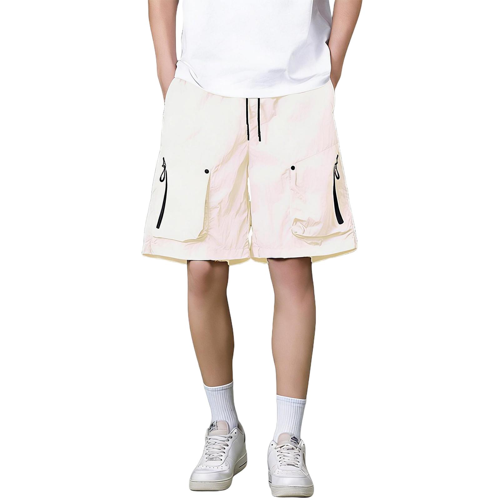 

Men Loose Fit Cargo Shorts with Multiple Pockets Drawstring Waist Casual Outdoor Lightweight Shorts XL білий