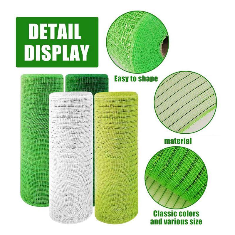 A60Z8 Roll St. Patrick's Day Poly Mesh Ribbon, Green White Wired Edge Ribbon 10 Inch X 30 Feet Poly Deco Mesh Ribbonmay