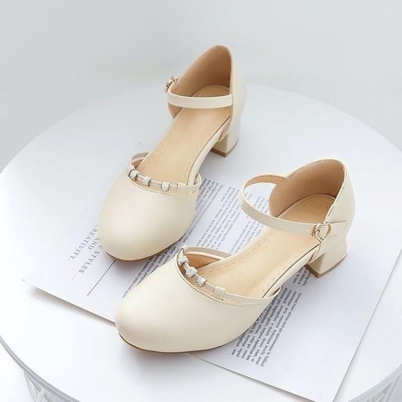 New Style Flip-flops, Versatile, Adjustable Strap, Round Toe, Thick Heel, High Heels, Women's Shoes