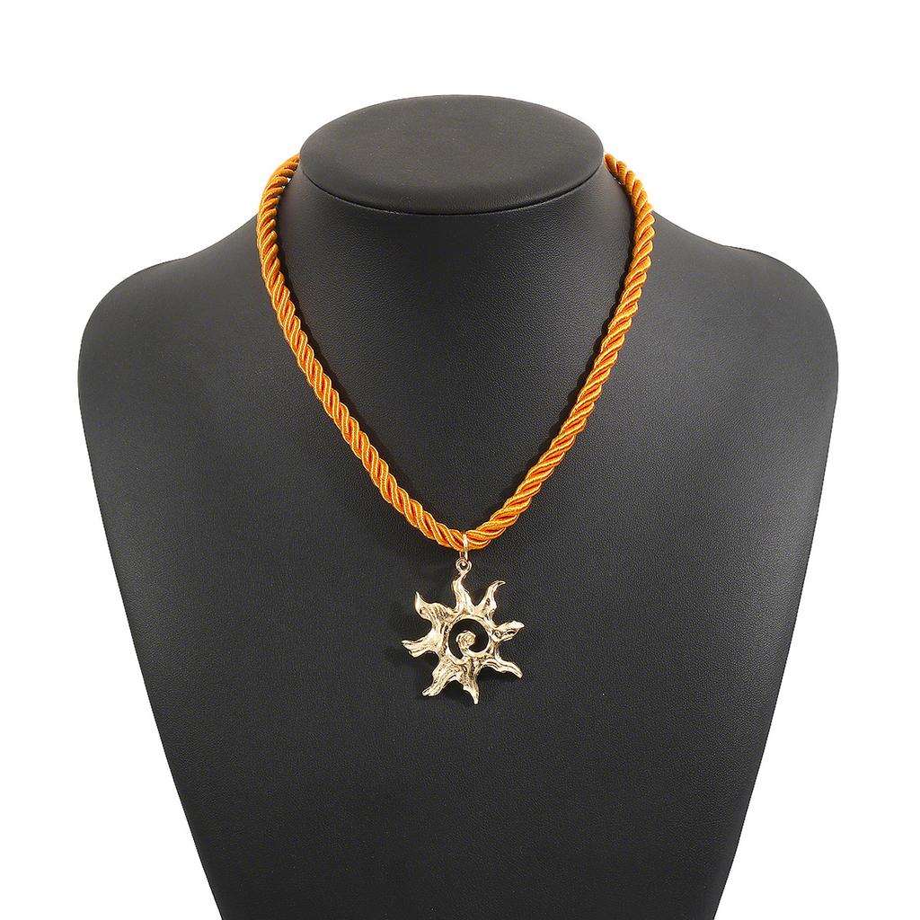 Summer Cute Flower Sun Love Pendant Necklace ZA Dopamine Multi Pendant Collarbone Chain