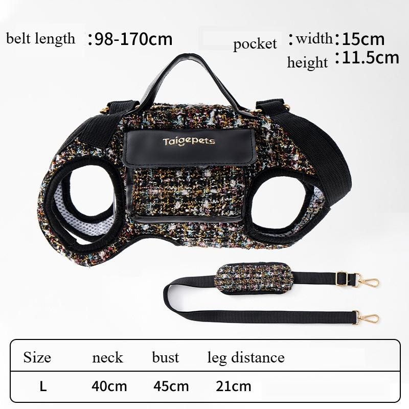 Pet Dog Harness Vest with Leash Set Stylish Breathable Mesh Dog Backpack Detachable Pocket Handles for Small Large Dogs